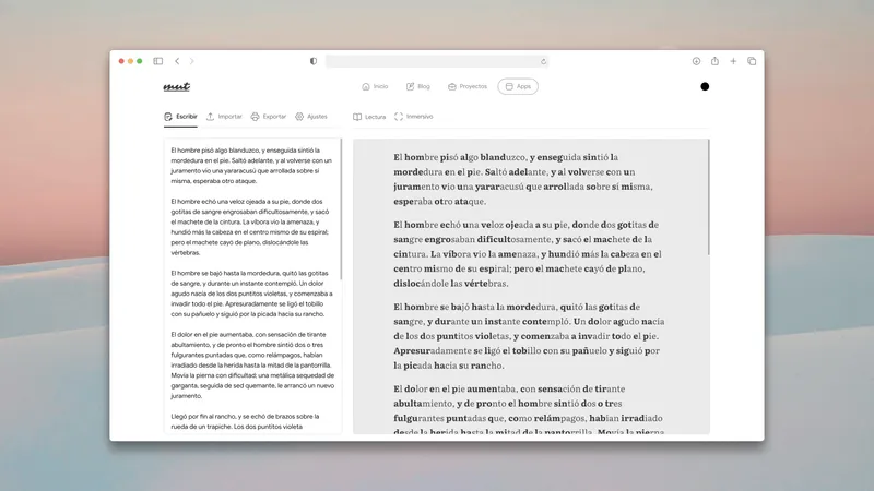 Captura de pantalla de la aplicación bionicReader