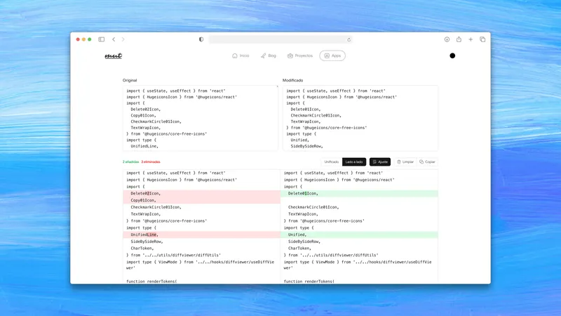 Captura de pantalla de la aplicación diffViewer