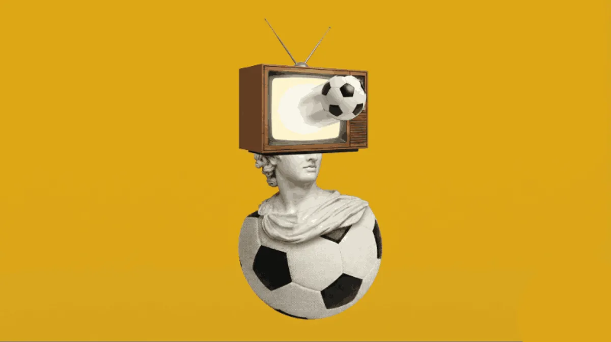 Imagen abstracta de un balón de fútbol y un televisor