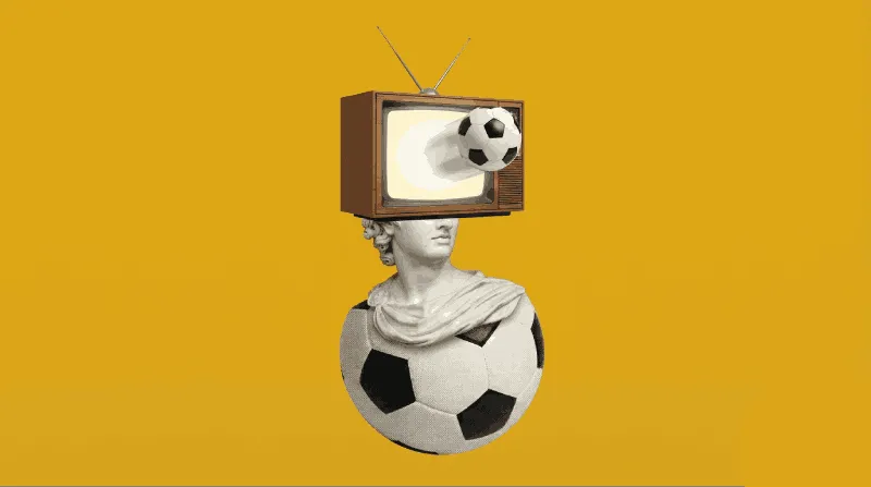 Imagen abstracta de un balón de fútbol y un televisor